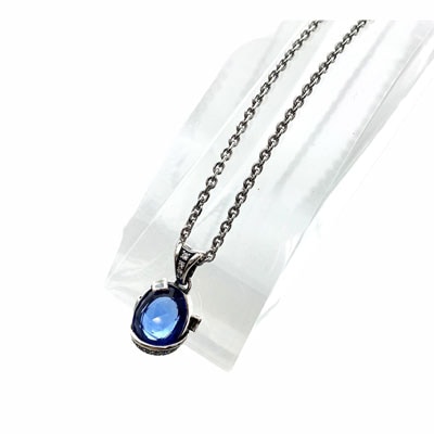 ≪FatimaDesign/ファティマデザイン≫サン・シュエール　オーブペンダント BLUE/チェーン付