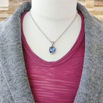 ≪FatimaDesign/ファティマデザイン≫サン・シュエール　オーブペンダント BLUE/チェーン付