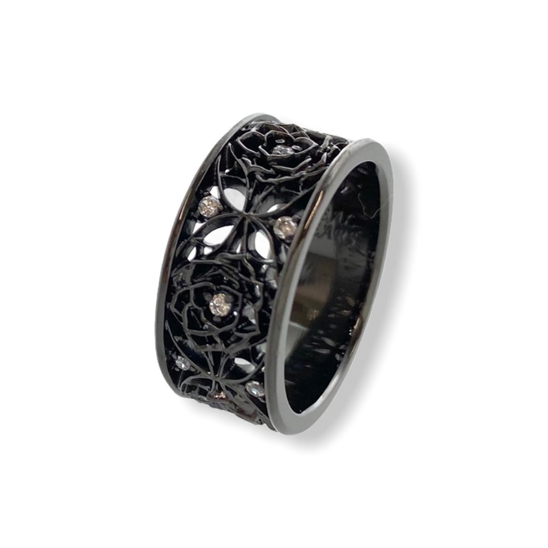 ≪DEAL TEARS/ディールティアーズ≫ワイドグリッドローズリングBK