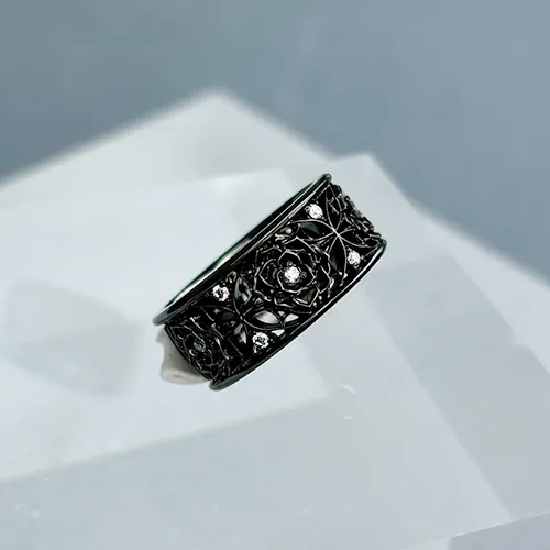 ≪DEAL TEARS/ディールティアーズ≫ワイドグリッドローズリングBK