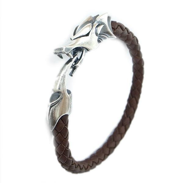 ≪DAgDART/ダグダート≫【Ouroboros】ウロボロス 編革レザーブレスレット(ブラウン)×シルバー