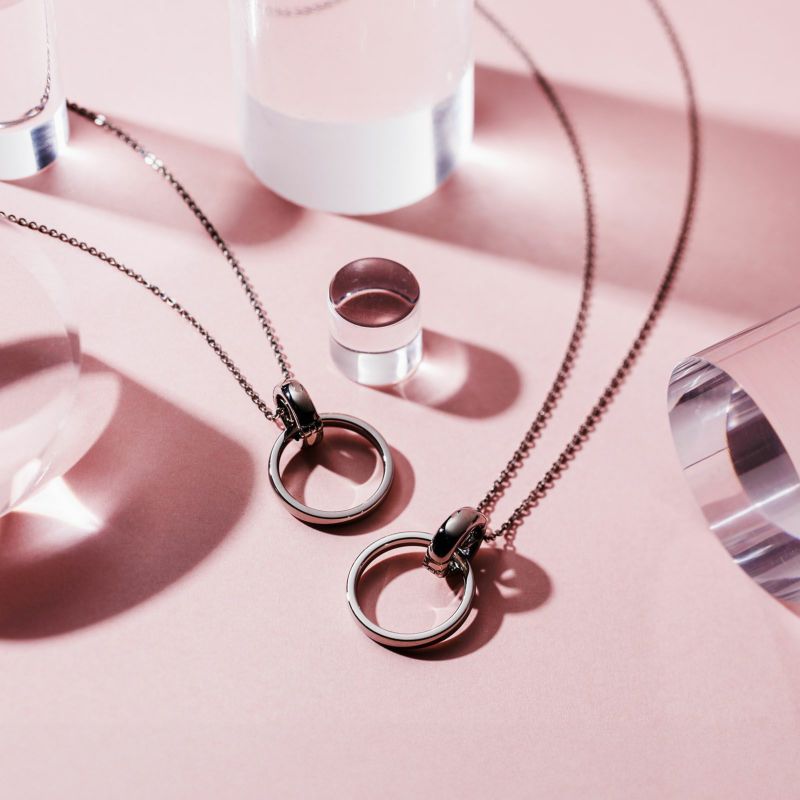 ≪white clover/ホワイトクローバー≫ペアリング 甲丸 リングホルダー チェーン 3点セット ステンレス 