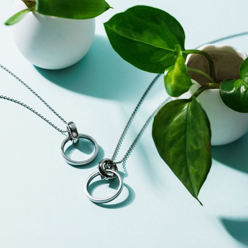 ≪white clover/ホワイトクローバー≫ペアリング 甲丸 リングホルダー チェーン 3点セット ステンレス 