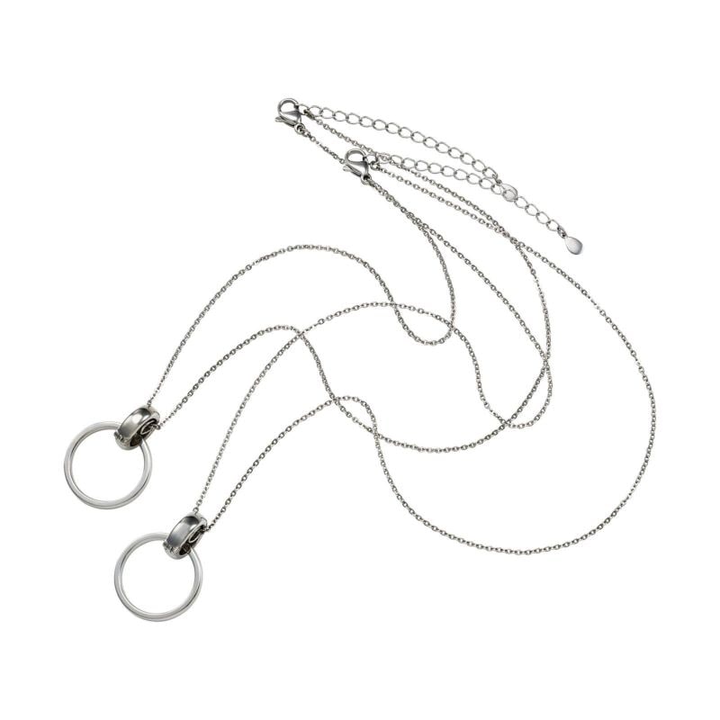 ≪white clover/ホワイトクローバー≫ペアリング 甲丸 リングホルダー チェーン 3点セット ステンレス 