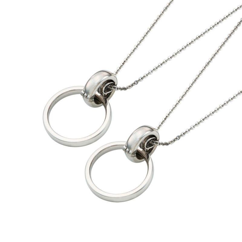 ≪white clover/ホワイトクローバー≫ペアリング 甲丸 リングホルダー チェーン 3点セット ステンレス 