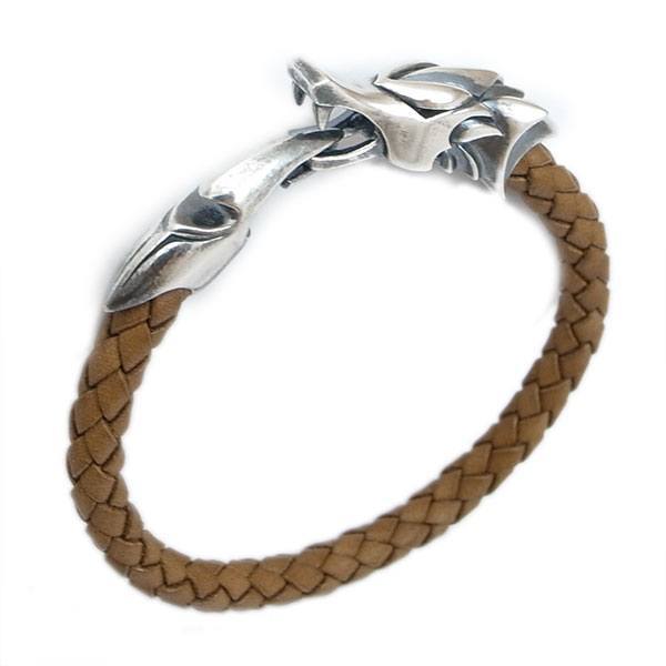 ≪DAgDART/ダグダート≫【Ouroboros】ウロボロス 編革レザーブレスレット(ナチュラル)×シルバー