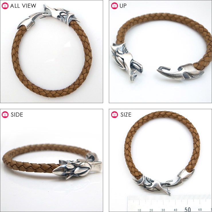 ≪DAgDART/ダグダート≫【Ouroboros】ウロボロス 編革レザーブレスレット(ナチュラル)×シルバー