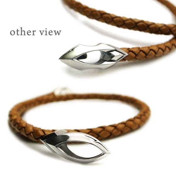 ≪DAgDART/ダグダート≫編革レザーブレスレット(ナチュラル)×シルバー