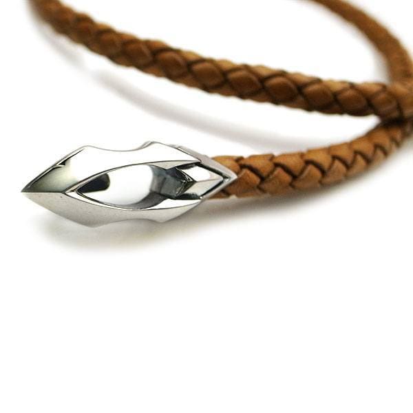 ≪DAgDART/ダグダート≫編革レザーブレスレット(ナチュラル)×シルバー