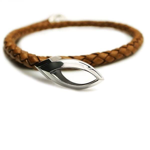 ≪DAgDART/ダグダート≫編革レザーブレスレット(ナチュラル)×シルバー