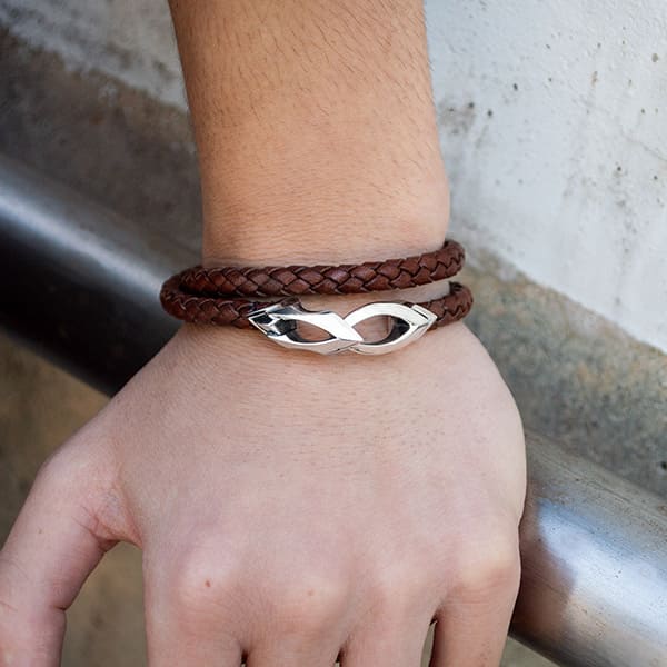 ≪DAgDART/ダグダート≫編革レザーブレスレット(ナチュラル)×シルバー