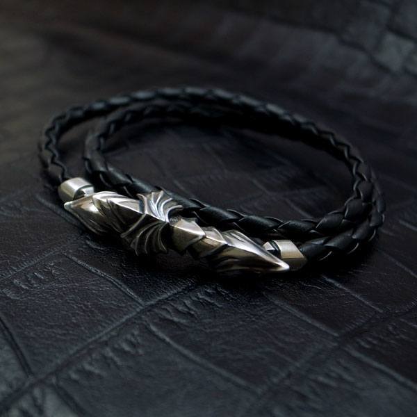 ≪DAgDART/ダグダート≫【D.four-ARMOR-】レザー×シルバーアーマーブレスレット 