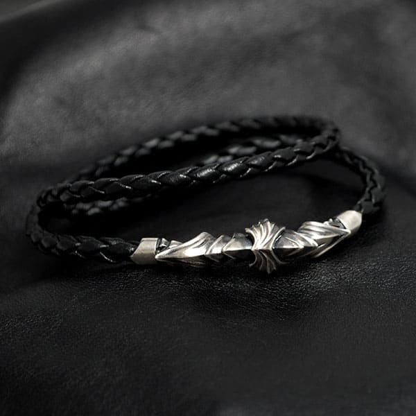 ≪DAgDART/ダグダート≫【D.four-ARMOR-】レザー×シルバーアーマーブレスレット 