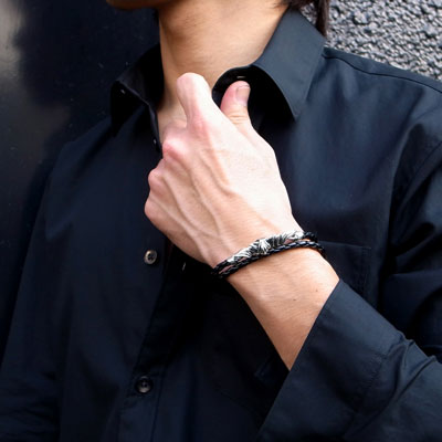 ≪DAgDART/ダグダート≫【D.four-ARMOR-】レザー×シルバーアーマーブレスレット 