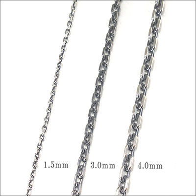 ≪アルテミスクラシック≫4面カットあずきシルバーチェーン4mm燻し ACCN0072