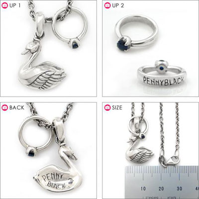 販売終了≪PennyBlack/ペニーブラック≫スワン 選べる誕生石 ベビーリング付きシルバーペンダント /DT-452