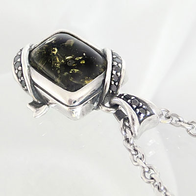 ≪FatimaDesign/ファティマデザイン≫サン・シュエール　スクエア　アンバーペンダント/チェーン付