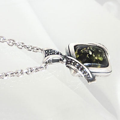 ≪FatimaDesign/ファティマデザイン≫サン・シュエール　スクエア　アンバーペンダント/チェーン付