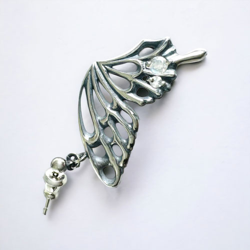 ≪Ageha≫蝶アゲハ シルバーピアス（右耳用）