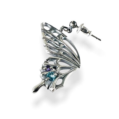 ≪Ageha≫蝶アゲハ シルバーピアス（右耳用）