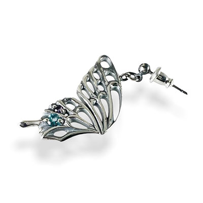 ≪Ageha≫蝶アゲハ シルバーピアス（右耳用）