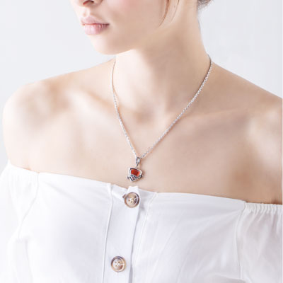 ≪FatimaDesign/ファティマデザイン≫ペアセット販売/デルタペンダントブラック&オレンジ