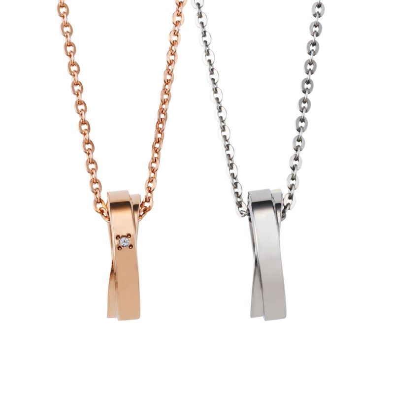 ≪white clover/ホワイトクローバー≫ペアネックレス ステンレス クロス