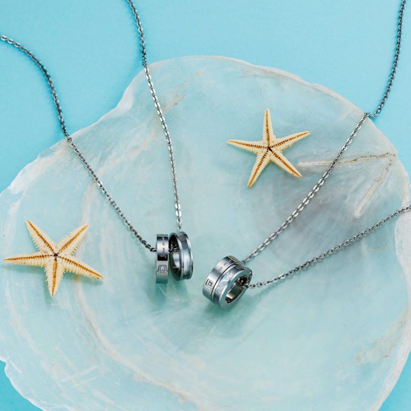 ≪white clover/ホワイトクローバー≫ペアネックレス ステンレス