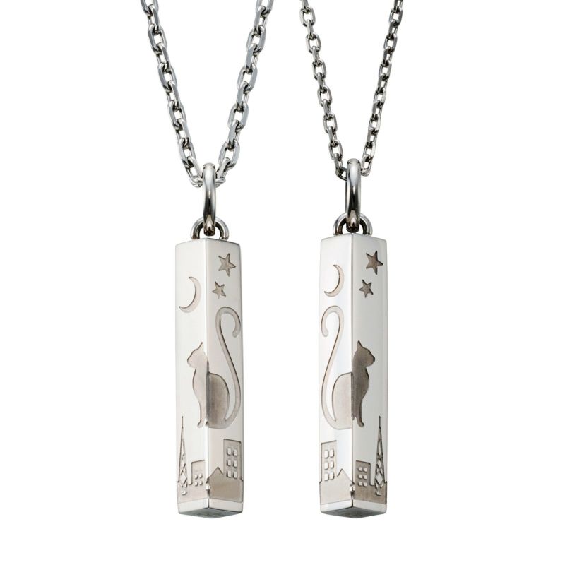 ≪white clover/ホワイトクローバー≫ペアネックレス ステンレス 猫 ねこ ネコ