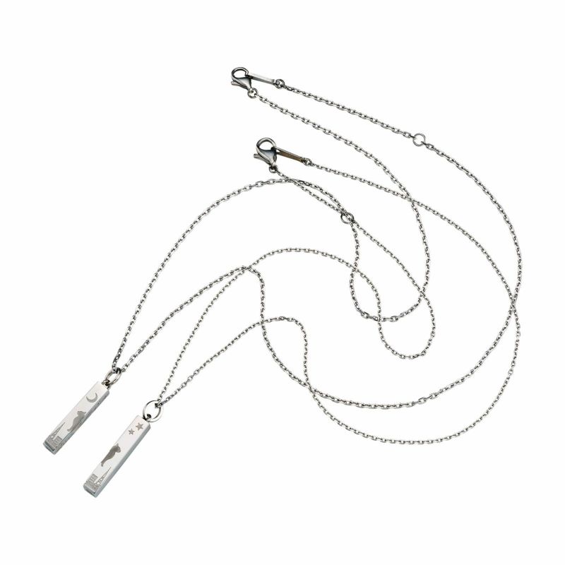 ≪white clover/ホワイトクローバー≫ペアネックレス ステンレス 猫 ねこ ネコ