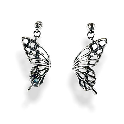 ≪Ageha≫蝶アゲハ シルバーピアス（左耳用）