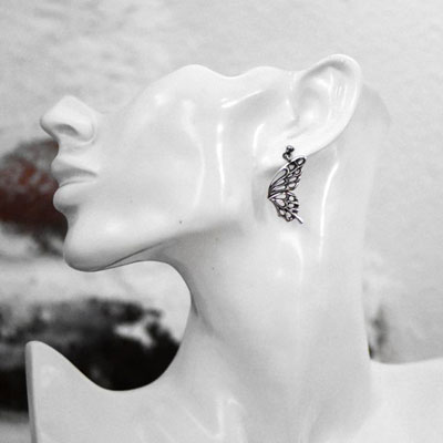 ≪Ageha≫蝶アゲハ シルバーピアス（左耳用）