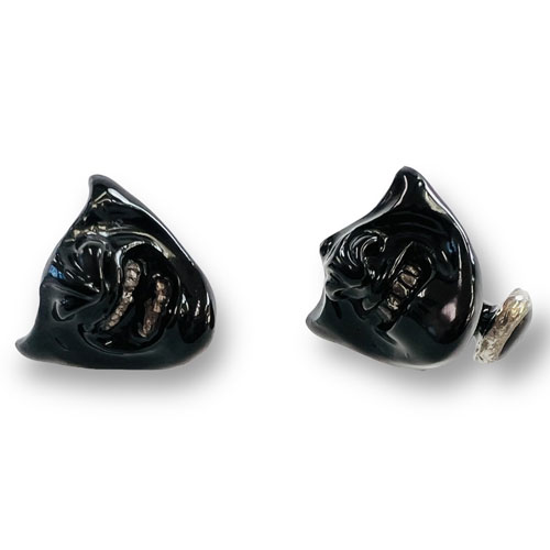 ≪Lacquersmith LYNX≫カフスボタン「黒漆塗阿吽侍面」　(黒漆塗り)