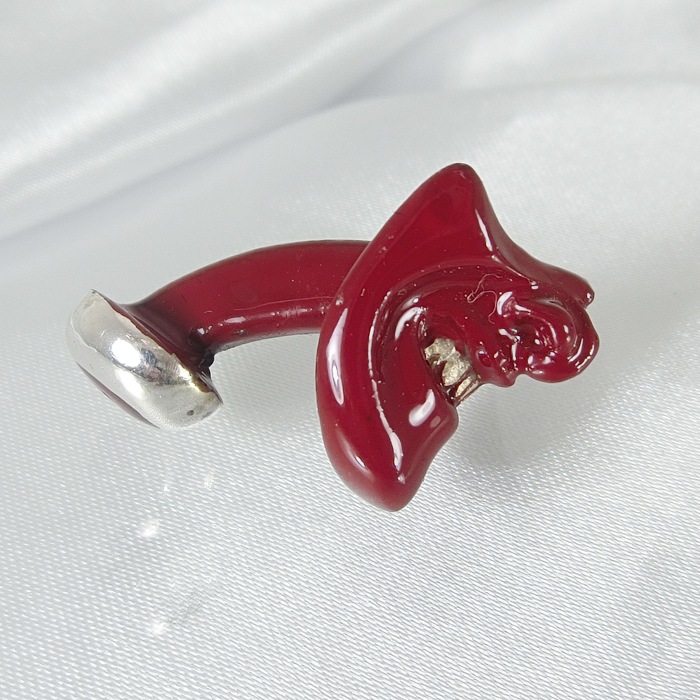 ≪Lacquersmith LYNX≫カフスボタン「朱漆塗阿吽侍面」　(朱漆塗り)