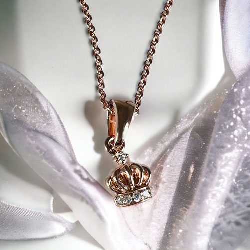 ≪FatimaDesign/ファティマデザイン≫クラウン・チャームPKペンダント (チェーン付)