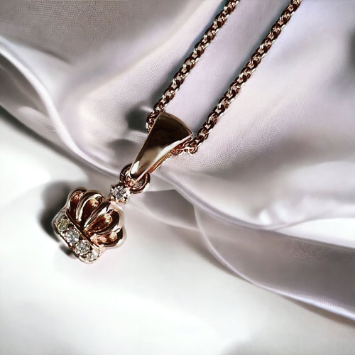 ≪FatimaDesign/ファティマデザイン≫クラウン・チャームPKペンダント (チェーン付)