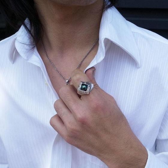 ≪DAgDART/ダグダート≫【Dice】ブラックパール×キュービックジルコニア×シルバーリング /刻印可能