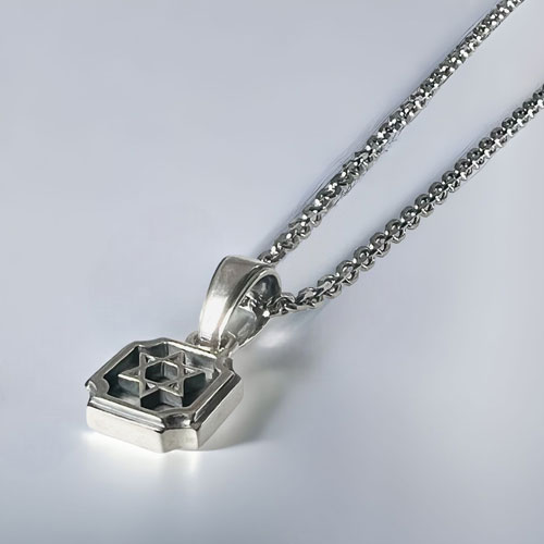 ≪FatimaDesign/ファティマデザイン≫ミニプレート・六芒星　ペンダント/チェーン付き