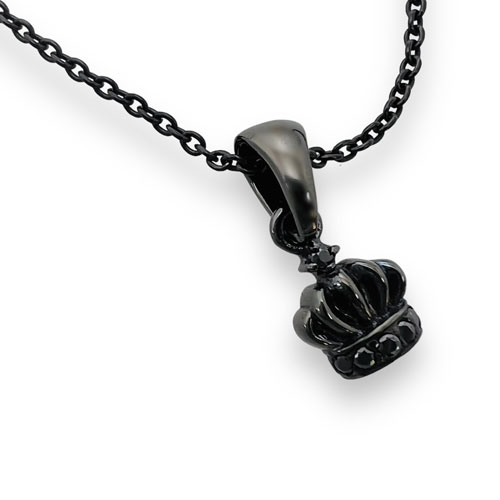 ≪FatimaDesign/ファティマデザイン≫クラウン・チャームBKペンダント (チェーン付)