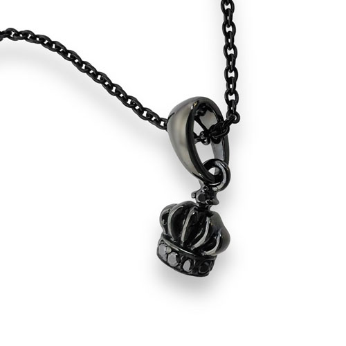 ≪FatimaDesign/ファティマデザイン≫クラウン・チャームBKペンダント (チェーン付)