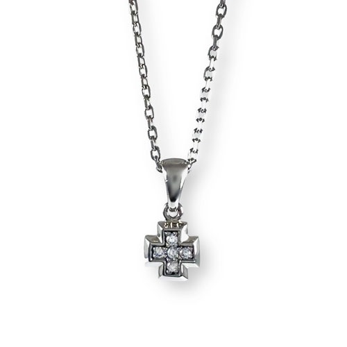 ≪FatimaDesign/ファティマデザイン≫セイントクロス・チャームペンダントWH (チェーン付)
