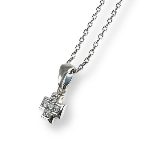 ≪FatimaDesign/ファティマデザイン≫セイントクロス・チャームペンダントWH (チェーン付)