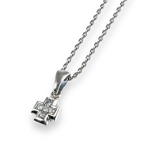 ≪FatimaDesign/ファティマデザイン≫セイントクロス・チャームペンダントWH (チェーン付)