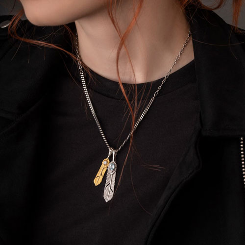 ≪Artemis Classic /アルテミスクラシック≫鳳凰ダブルフェザーペンダント 50cm(マルチデザインチェーン付属)