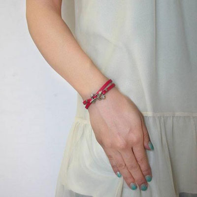 販売終了≪PennyBlack/ペニーブラック≫リボンハート レザー×シルバーペアブレスレット