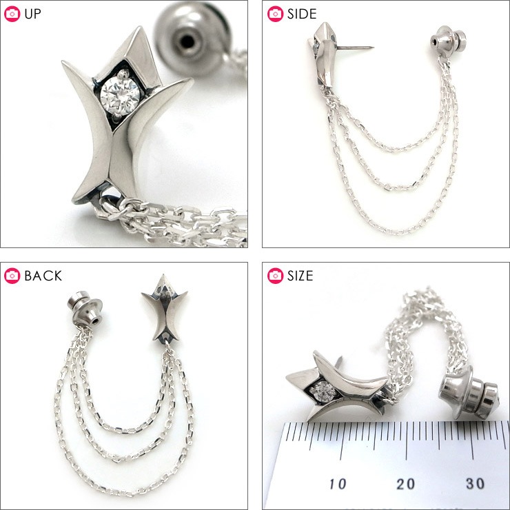 ≪DAgDART/ダグダート≫【Glass】キュービックジルコニア×シルバーロングチェーンラペルピン