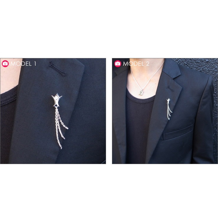 ≪DAgDART/ダグダート≫【Glass】キュービックジルコニア×シルバーロングチェーンラペルピン