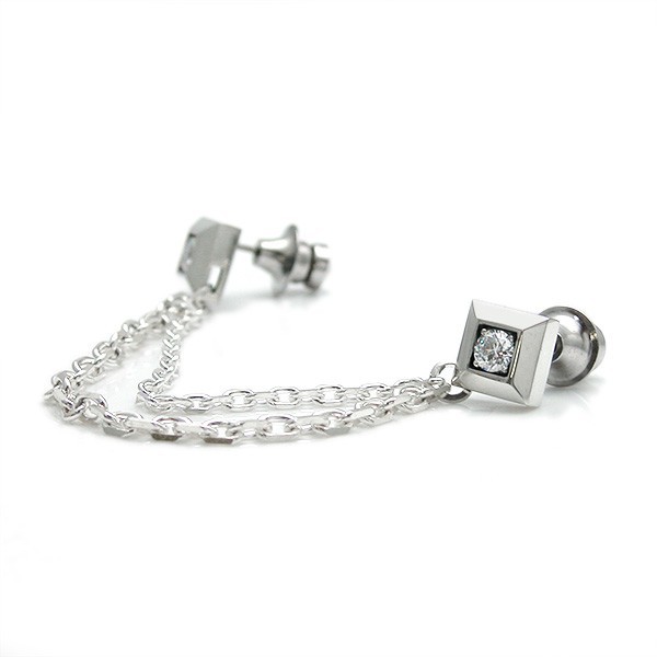 ≪DAgDART/ダグダート≫【Glass】キュービックジルコニア×シルバーチェーンラペルピン