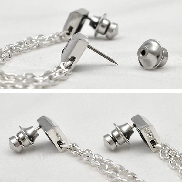 ≪DAgDART/ダグダート≫【Glass】キュービックジルコニア×シルバーチェーンラペルピン