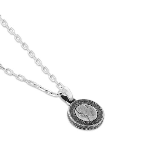 ≪AQUA SILVER/アクアシルバー≫幸せのシックスペンスコイン・リボルブネックレス